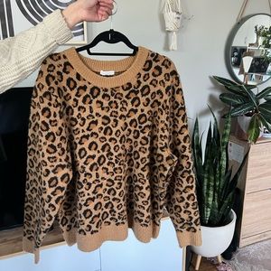 Plus size leopard print sweater